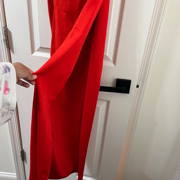 House of CB-Lara Red Bandage One Shoulder Maxi Gown - Picture 4 of 5